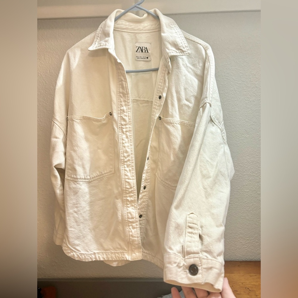 Zara Cream Denim button Jacket